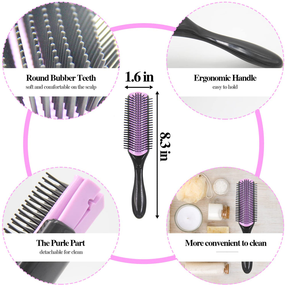 Aozzy 9-row styling brush demonstrates precise curl separation for 3a-4c hair.