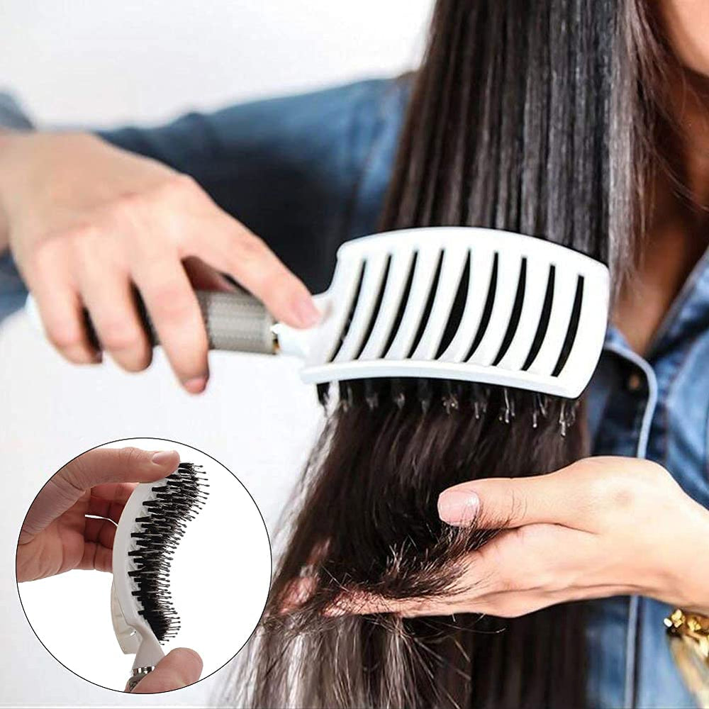 Aozzy boar bristle detangling brush distributes oils and detangles