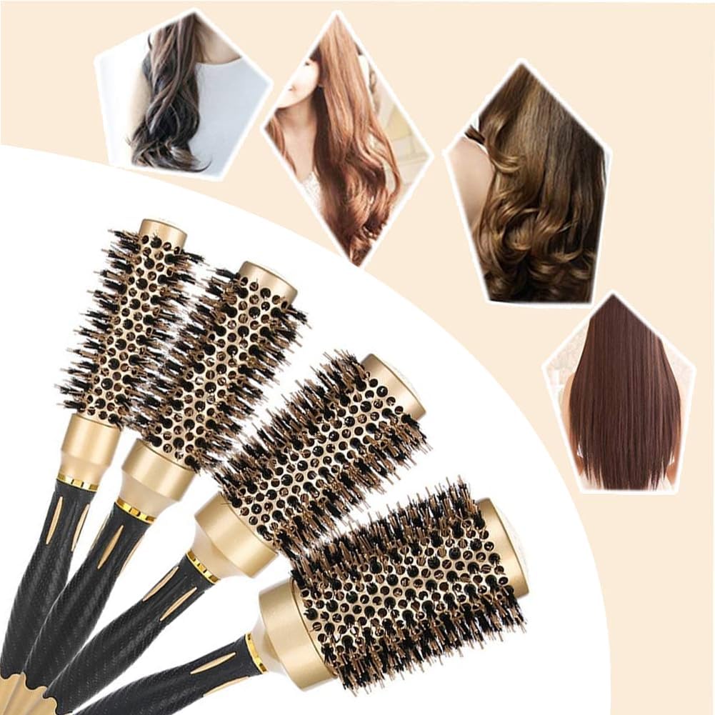 Aozzy round brush adds lift and volume with boar bristles.