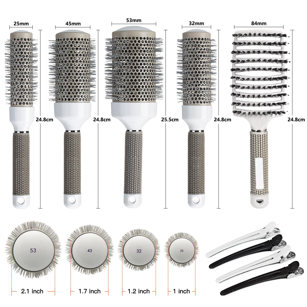 Aozzy round brush 32mm barrel adds volume during blowouts