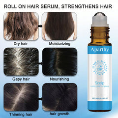 Aparthy hair growth roll-on in hand demonstrates convenient, non-messy application for all hair types.