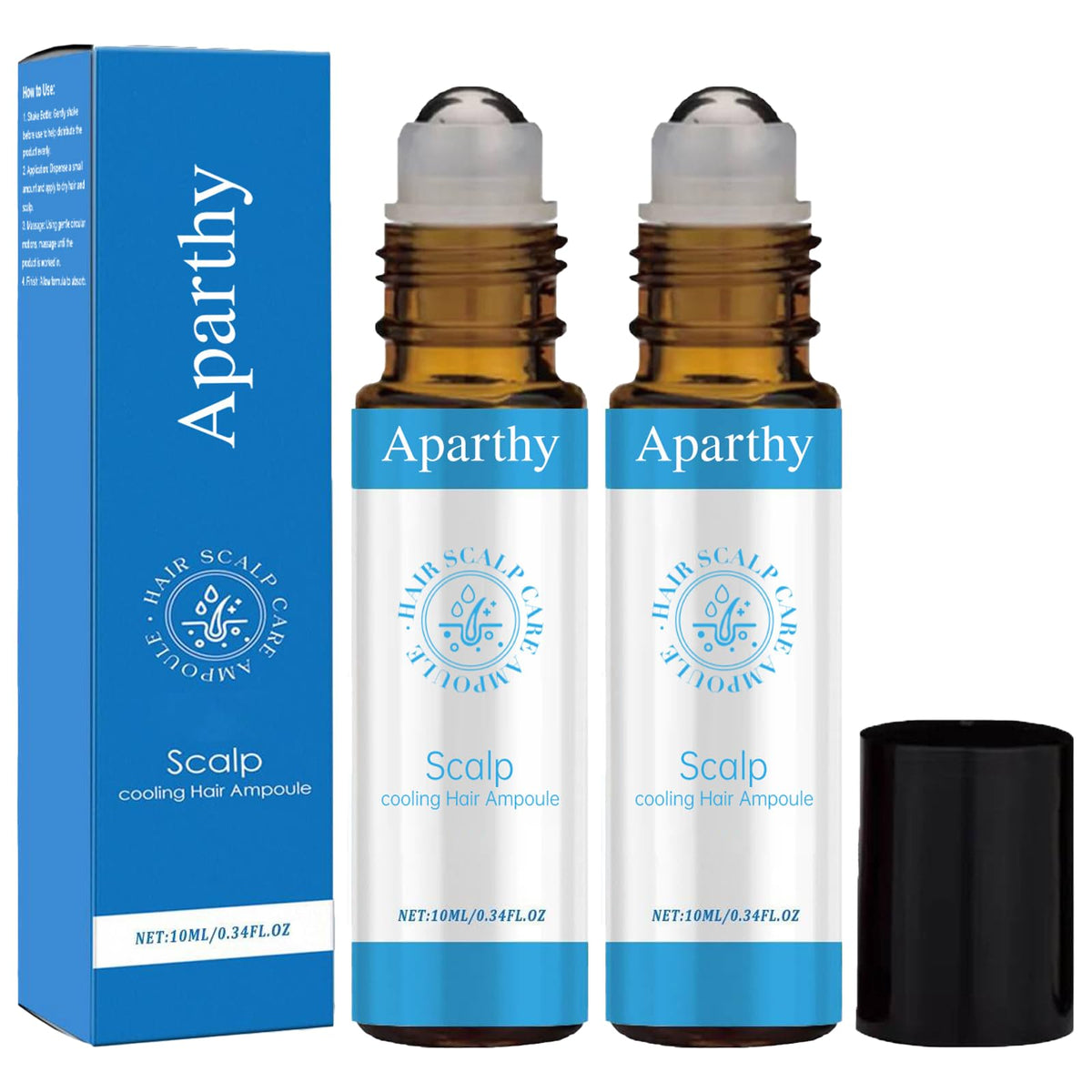 Aparthy hair growth roll-on rollerball application demonstrates precise, mess-free daily use.