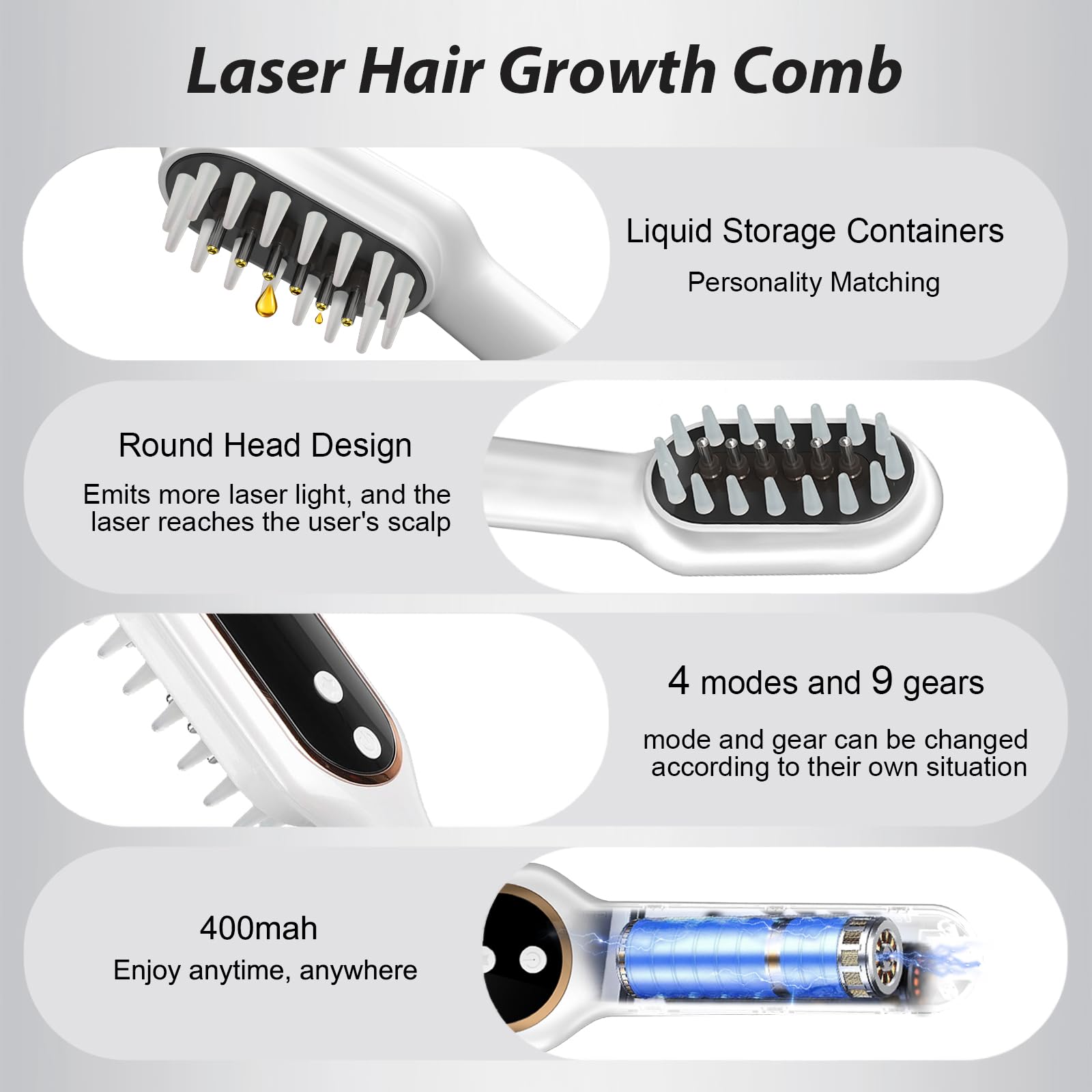 Apbier Laser Hair Growth Comb teeth close-up showing scalp-targeted delivery