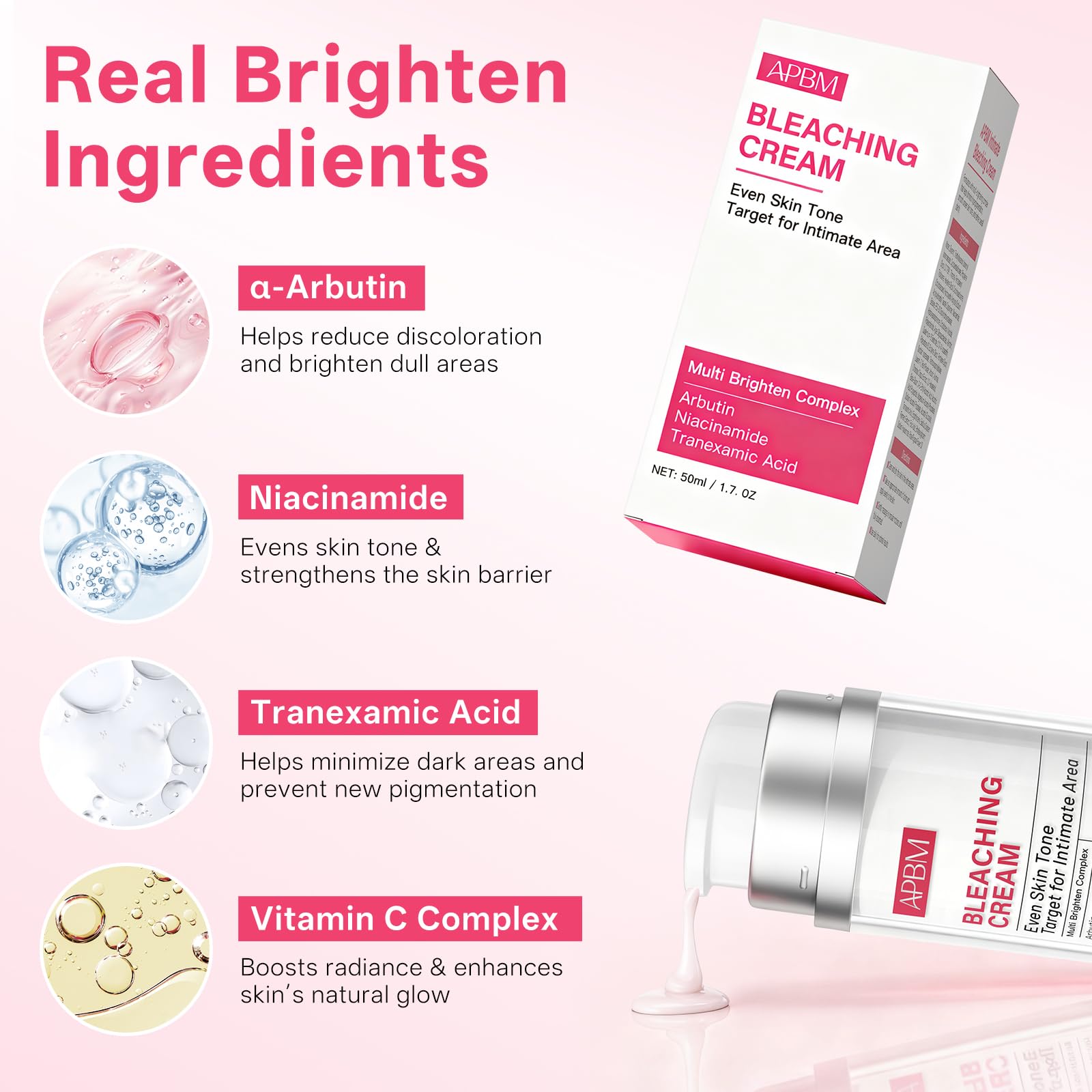 APBM Skin Lightening Cream non-greasy texture for quick absorption.
