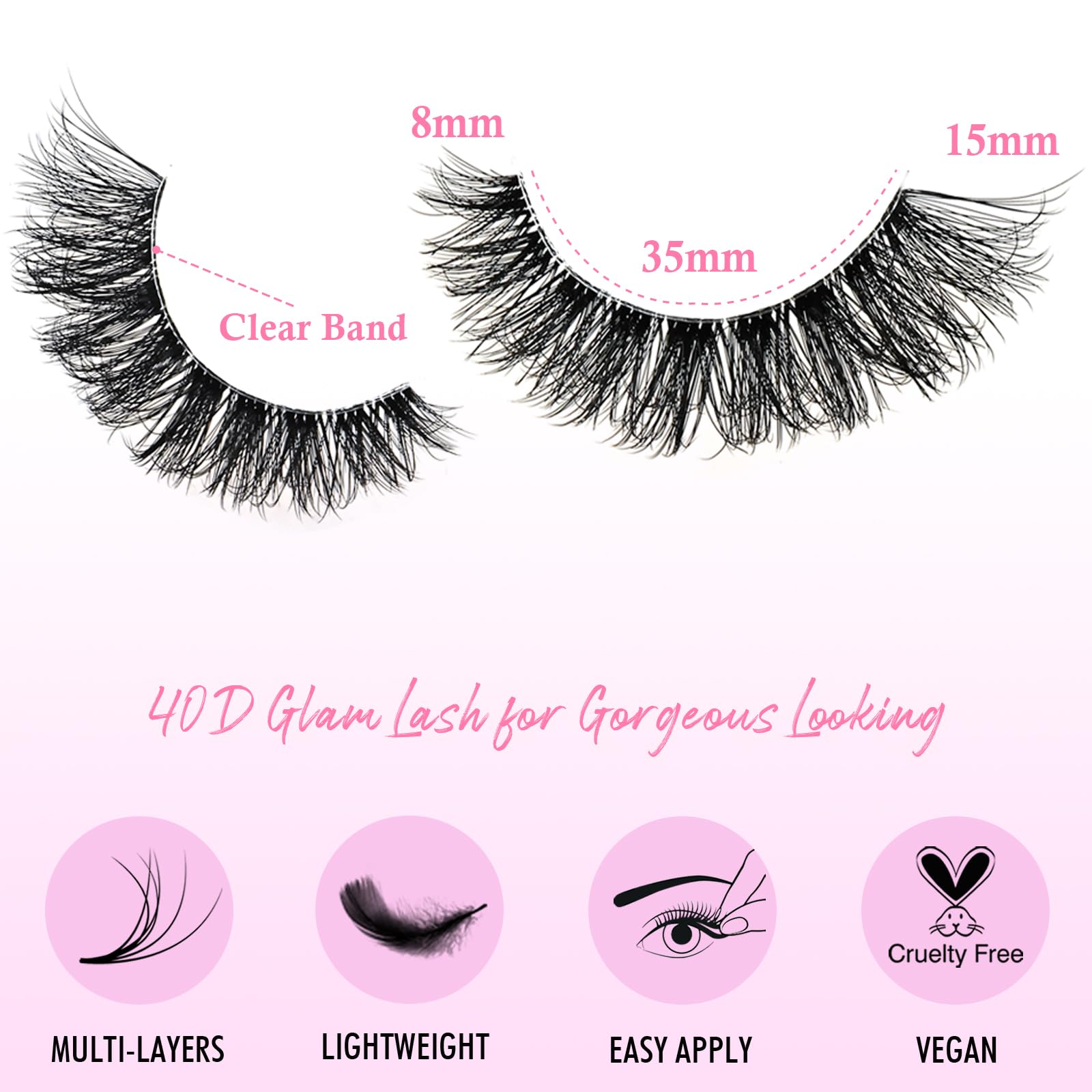 APCYUST Lashes cat-eye natural close-up demonstrates subtle lift and cluster spacing