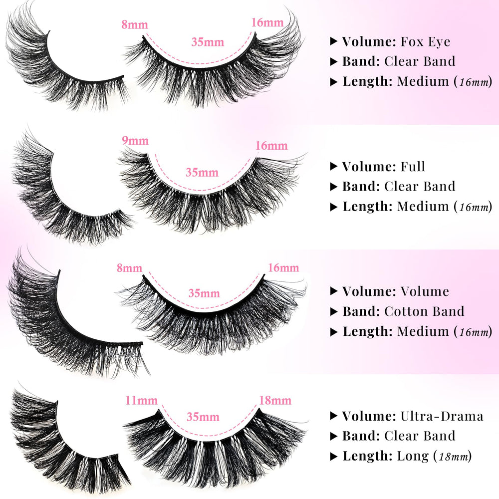 APCYUST Lashes full wispy finish provides lifted eyes with all-day lightweight comfort.