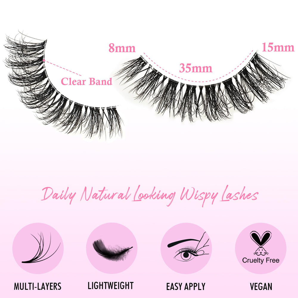 APCYUST Lashes invisible clear band blends seamlessly with your lash line for makeup-free days.