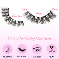 APCYUST Lashes invisible clear band blends seamlessly with your lash line for makeup-free days.