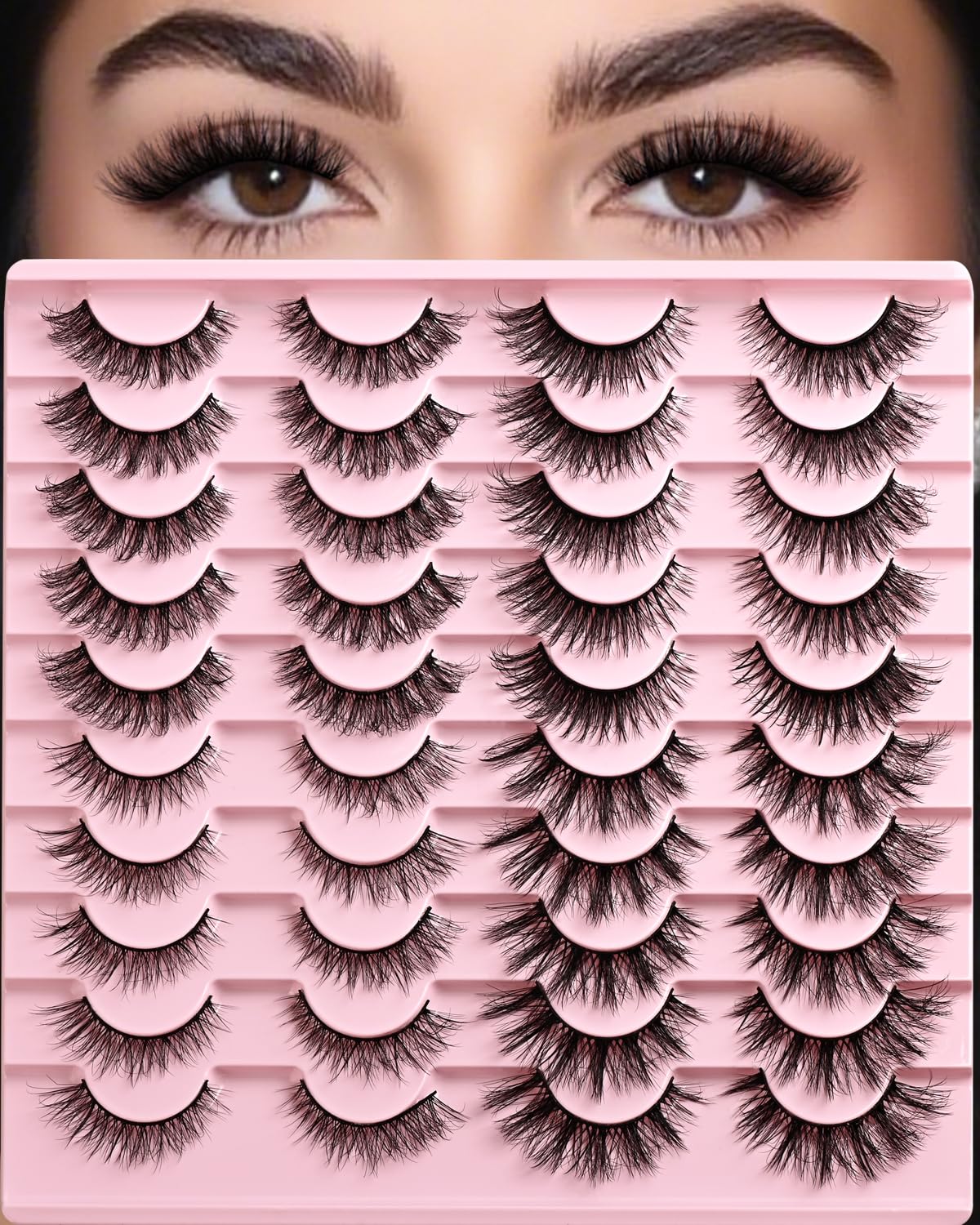 APCYUST Lashes Wispy cat-eye full look for daily wear and enhanced fullness.