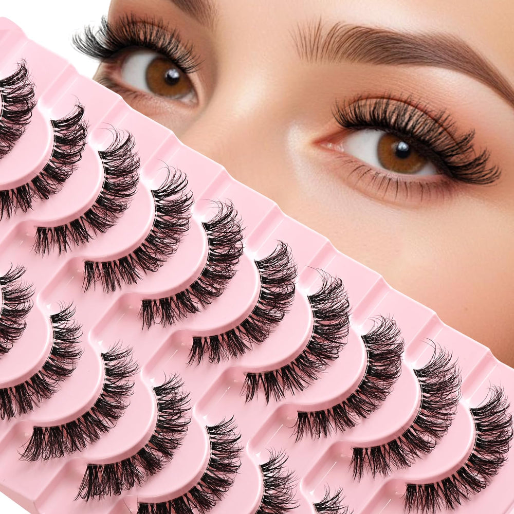 APCYUST Lashes wispy cat-eye strip pack for a natural, lifted everyday look.