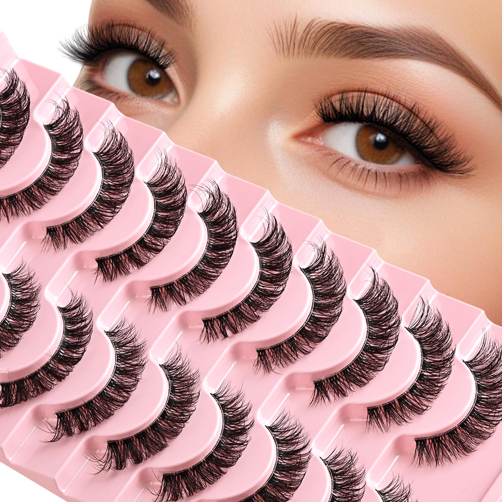 APCYUST Lashes wispy cat-eye for natural lift and everyday eye enhancement.
