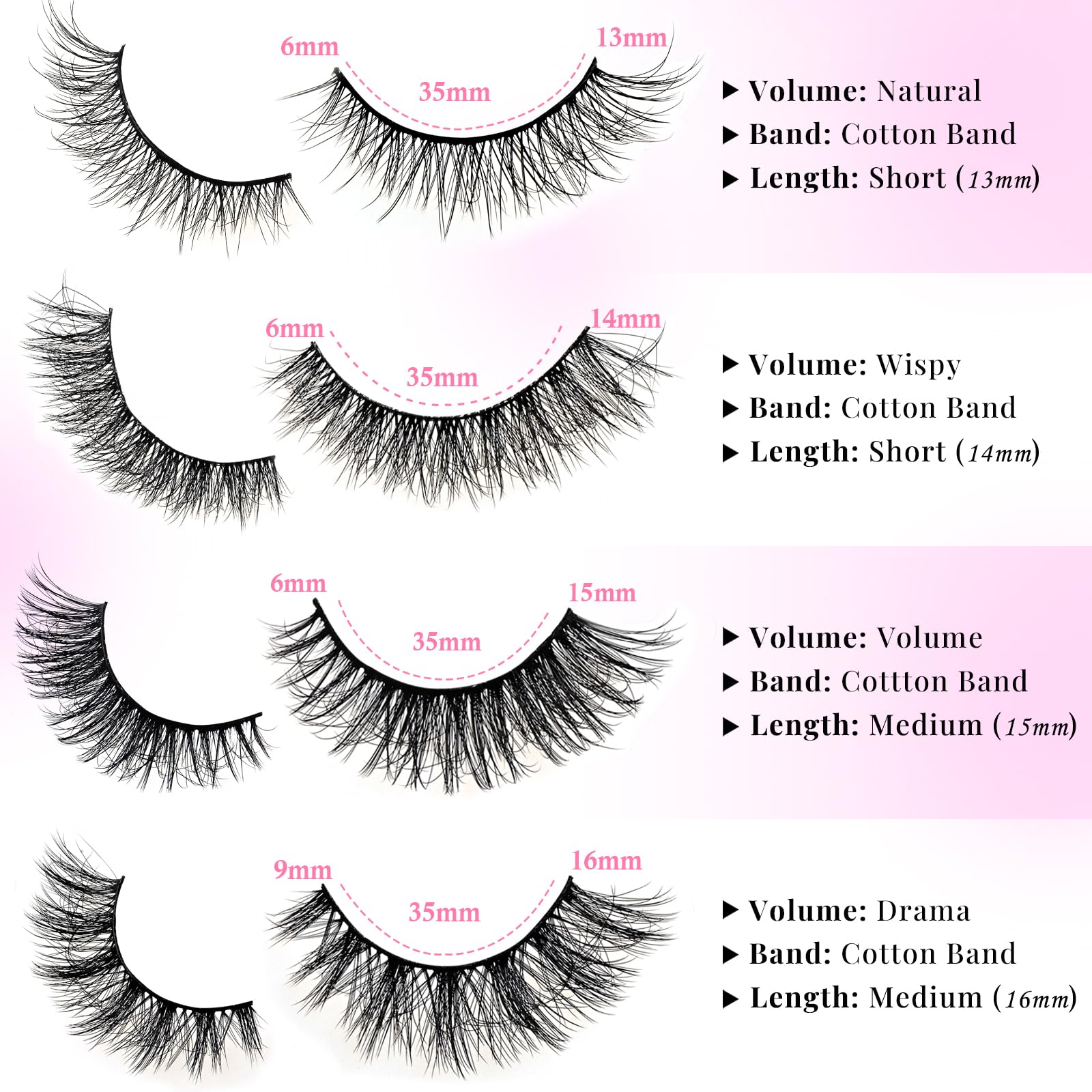 APCYUST wispy lashes show separated, airy style similar to salon extensions.