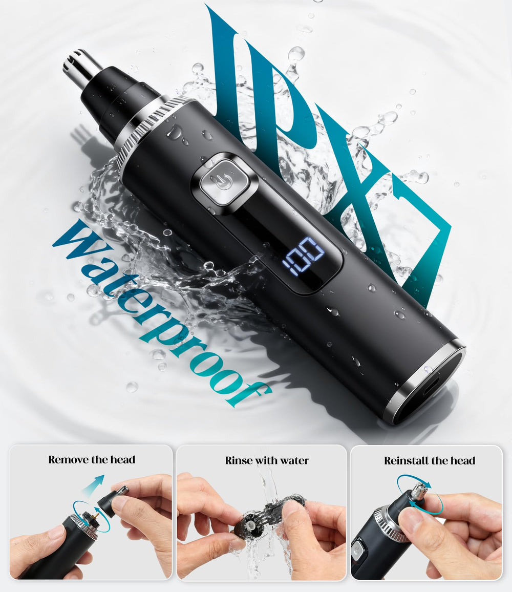 Apetexo nose-ear trimmer compact design fits in a travel bag.