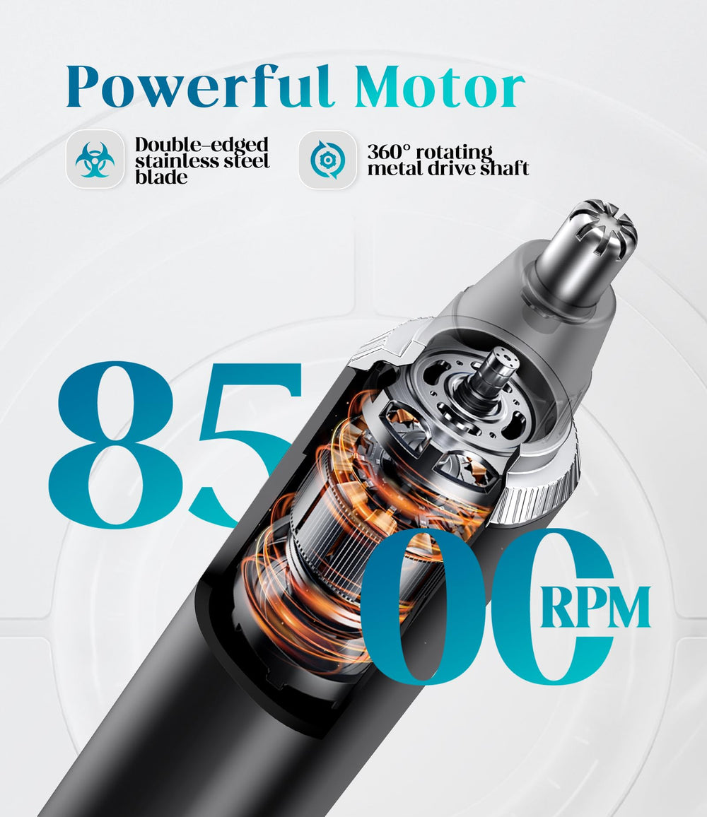 Apetexo nose-ear trimmer USB-C charging for quick power-ups on the go.