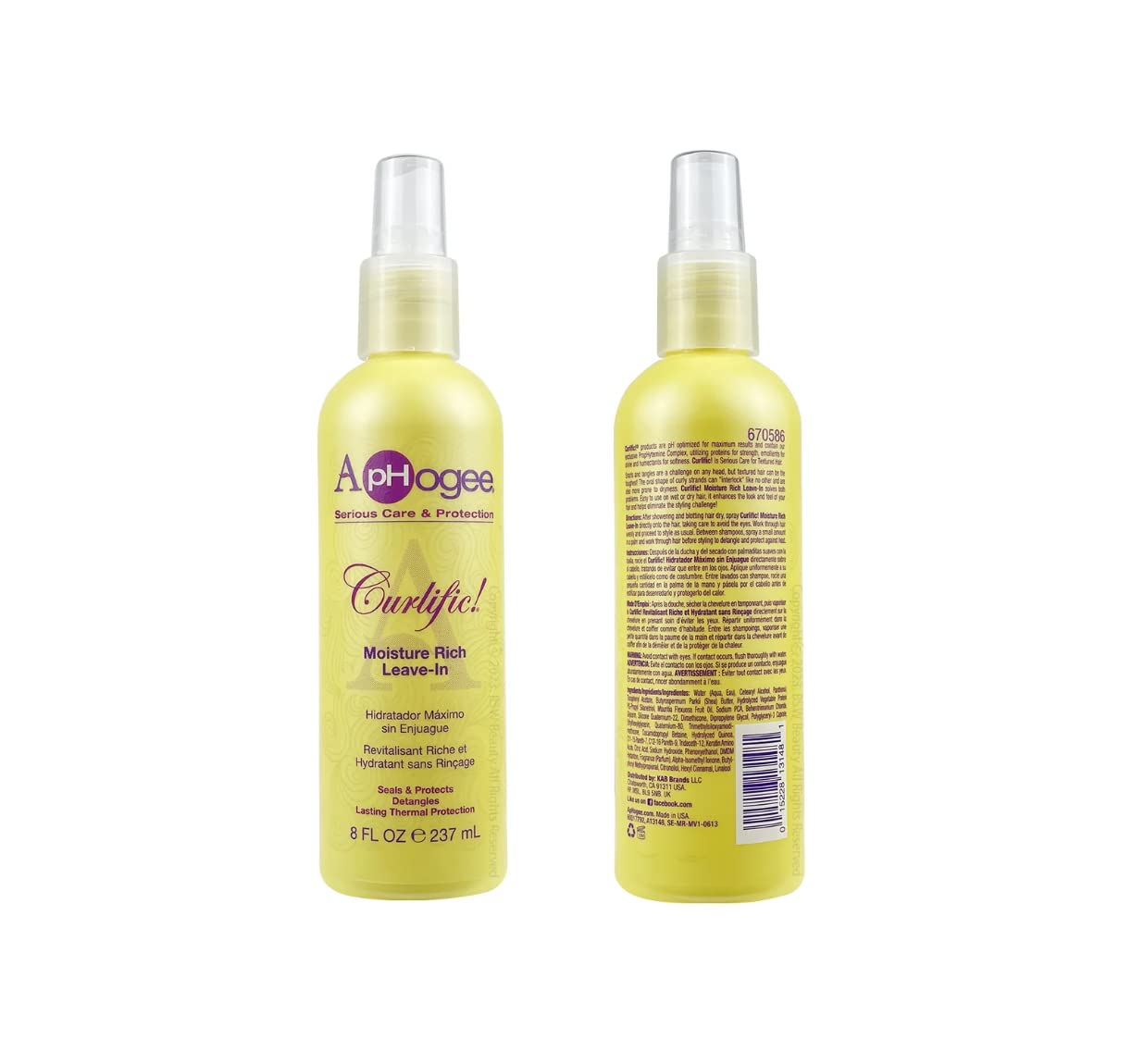 ApHogee Curlific Moisture Rich Leave-In on palm, ready for spray and detangling between washes