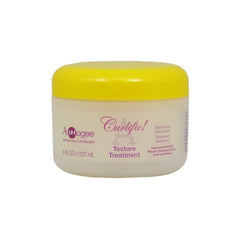 Aphogee Curlific Texture Treatment in-use showing application steps for smoother, defined curls.