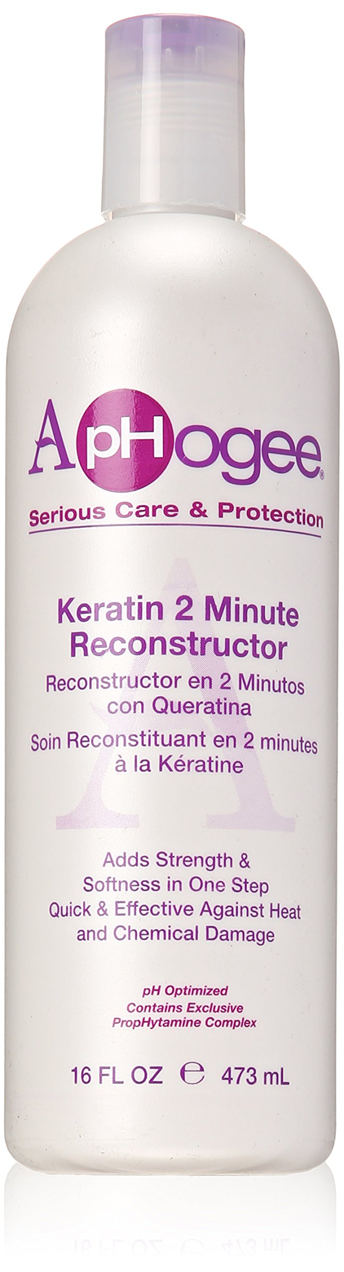 ApHogee Intensive 2 Minute Keratin Reconstructor 16oz bottle supports stronger, smoother hair.