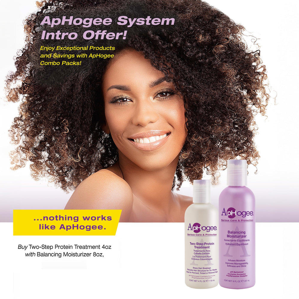 Aphogee two-step system display; professional-grade care at home.