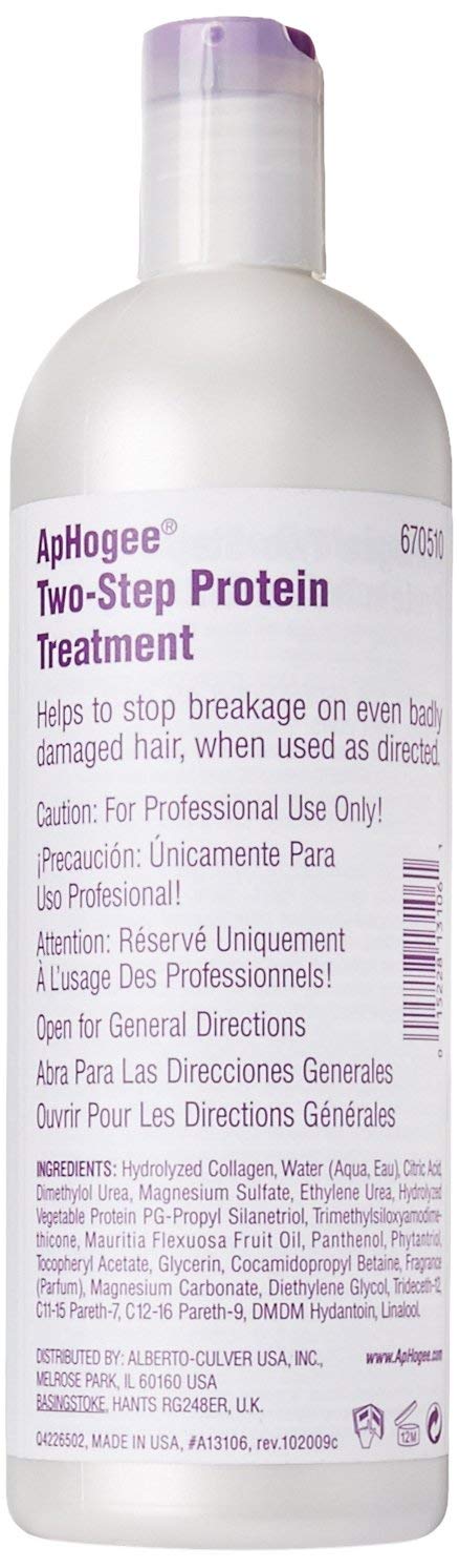 Aphogee Two-Step Treatment bottle label highlights protein repair focus
