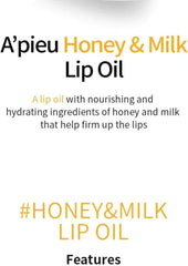A'PIEU Honey & Milk Lip Oil applicator in action for smooth shine