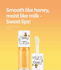 A'PIEU Honey & Milk Lip Oil swatch delivers glossy moisture for daily wear