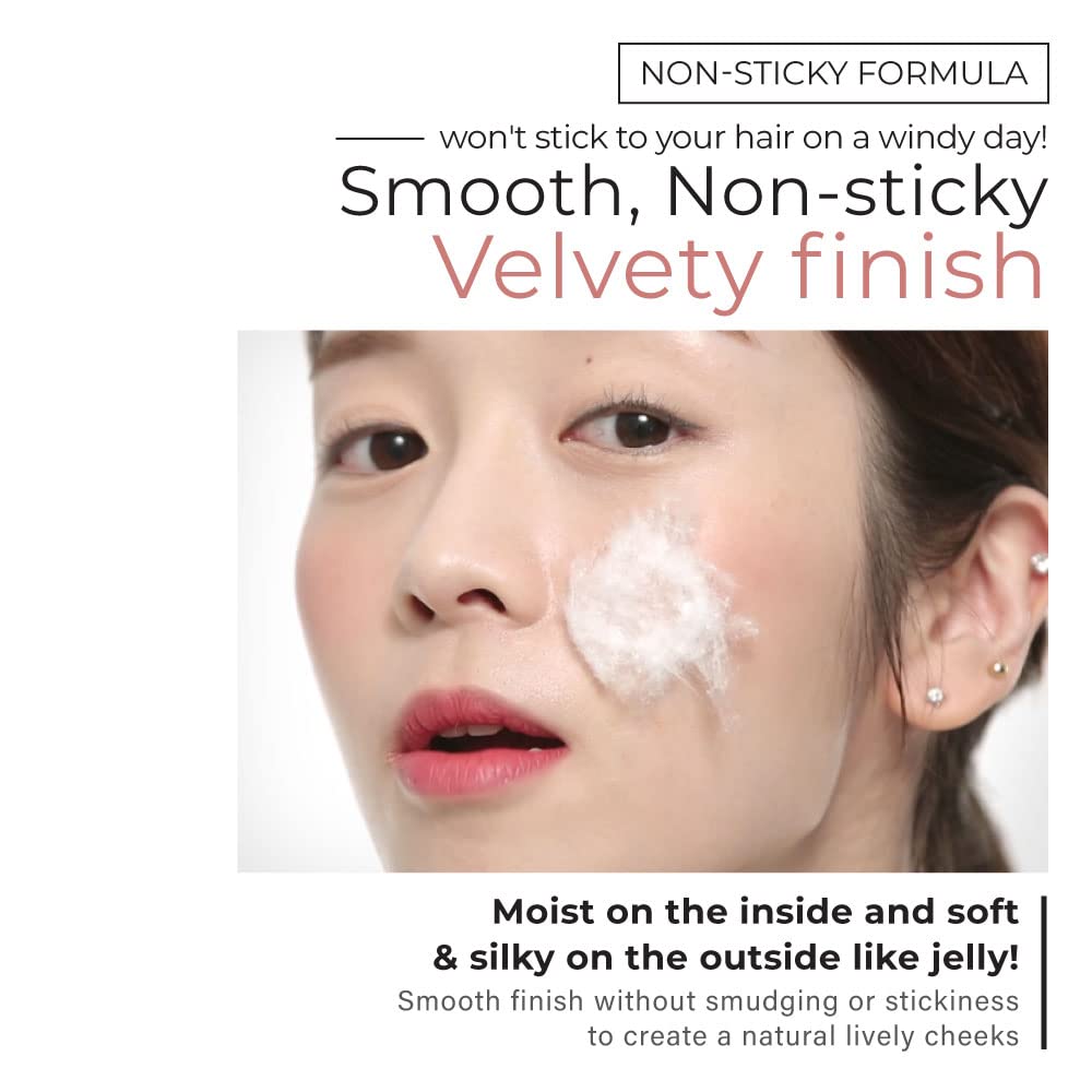 A'PIEU Juicy-Pang Jelly Blusher BE02 puff blending for smooth, streak-free color.