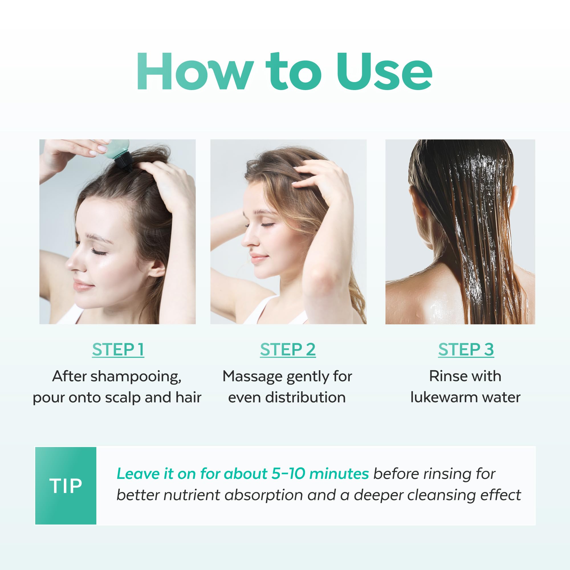 A'PIEU Mint Hair Vinegar hair after rinse displaying smoother shine.