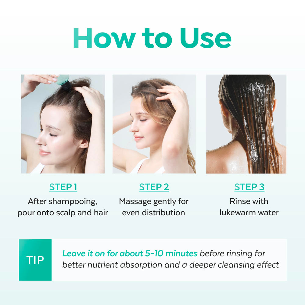 A'PIEU Mint Hair Vinegar hair after rinse displaying smoother shine.