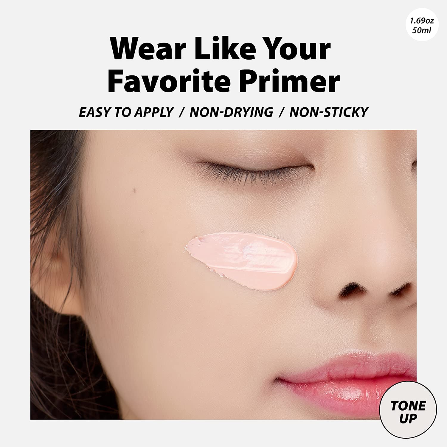 A'PIEU Pure Block Tone Up Sunscreen Base applied on face for radiant makeup