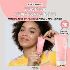 A'PIEU Pure Block Tone Up Sunscreen Base bottle ready for on-the-go priming