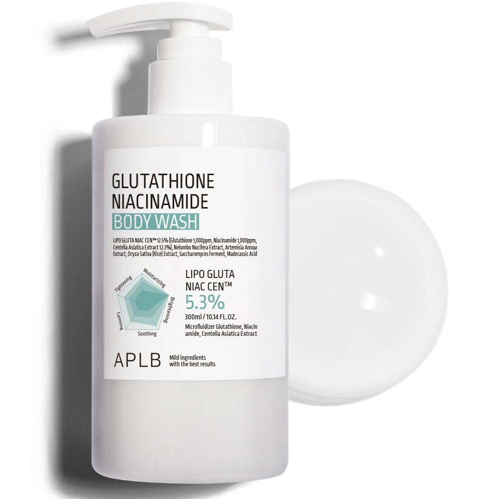 APLB Glutathione Niacinamide Body Wash bottle front view shows gentle cleansing for radiant skin.