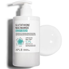 APLB Glutathione Niacinamide Body Wash bottle front view shows gentle cleansing for radiant skin.