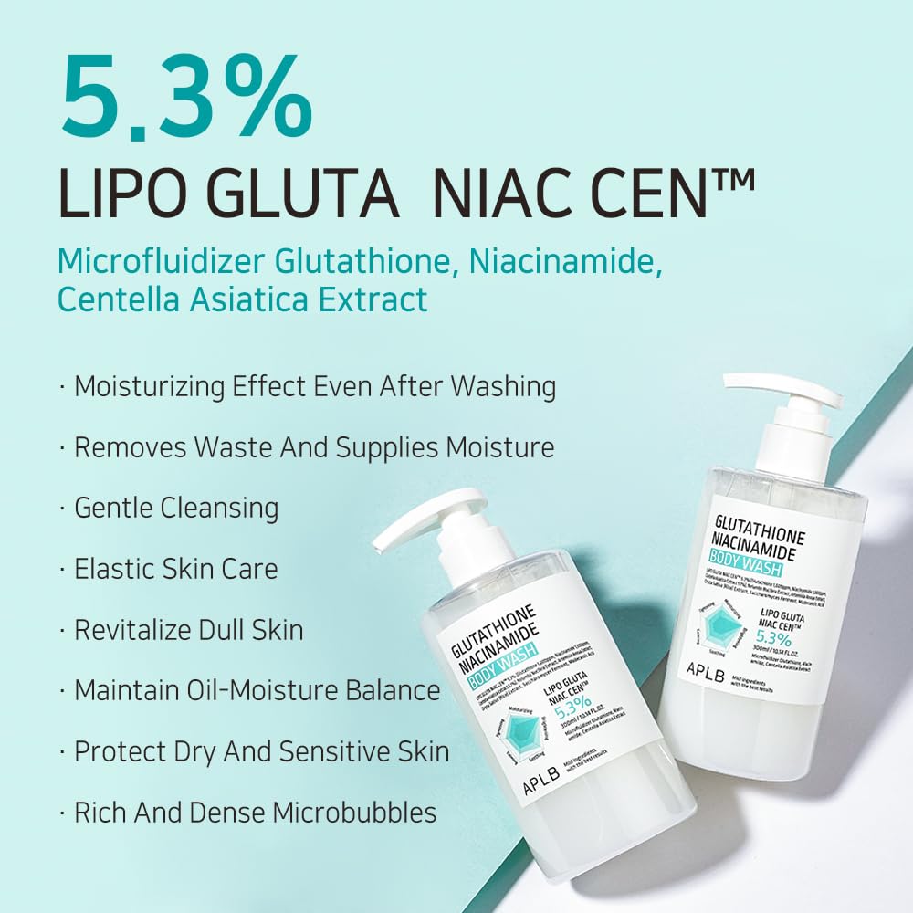 APLB Glutathione Niacinamide Body Wash lather and rinse delivers a silky, moisturized finish.