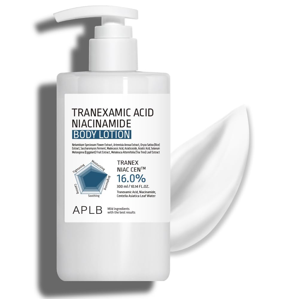 APLB Tranex Niacin Cen lotion bottle shows lasting hydration for daily skincare