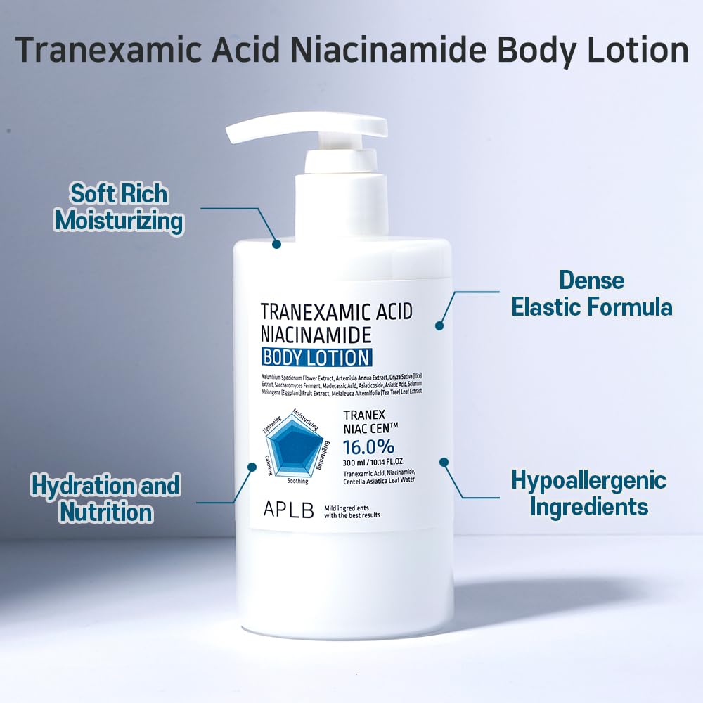APLB Tranex Niacin Cen lotion on arm swirl demonstrates absorption and subtle glow