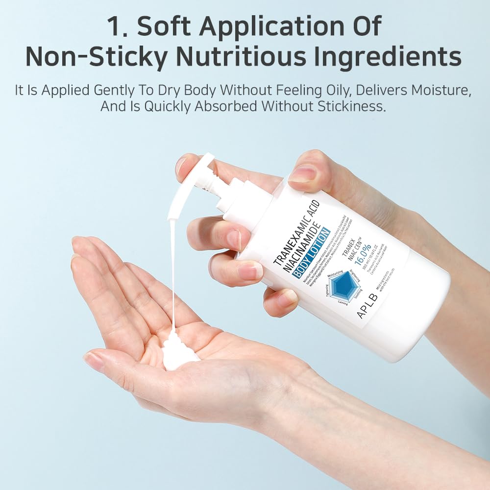 APLB Tranex Niacin Cen lotion texture swatch reveals creamy finish for even tone