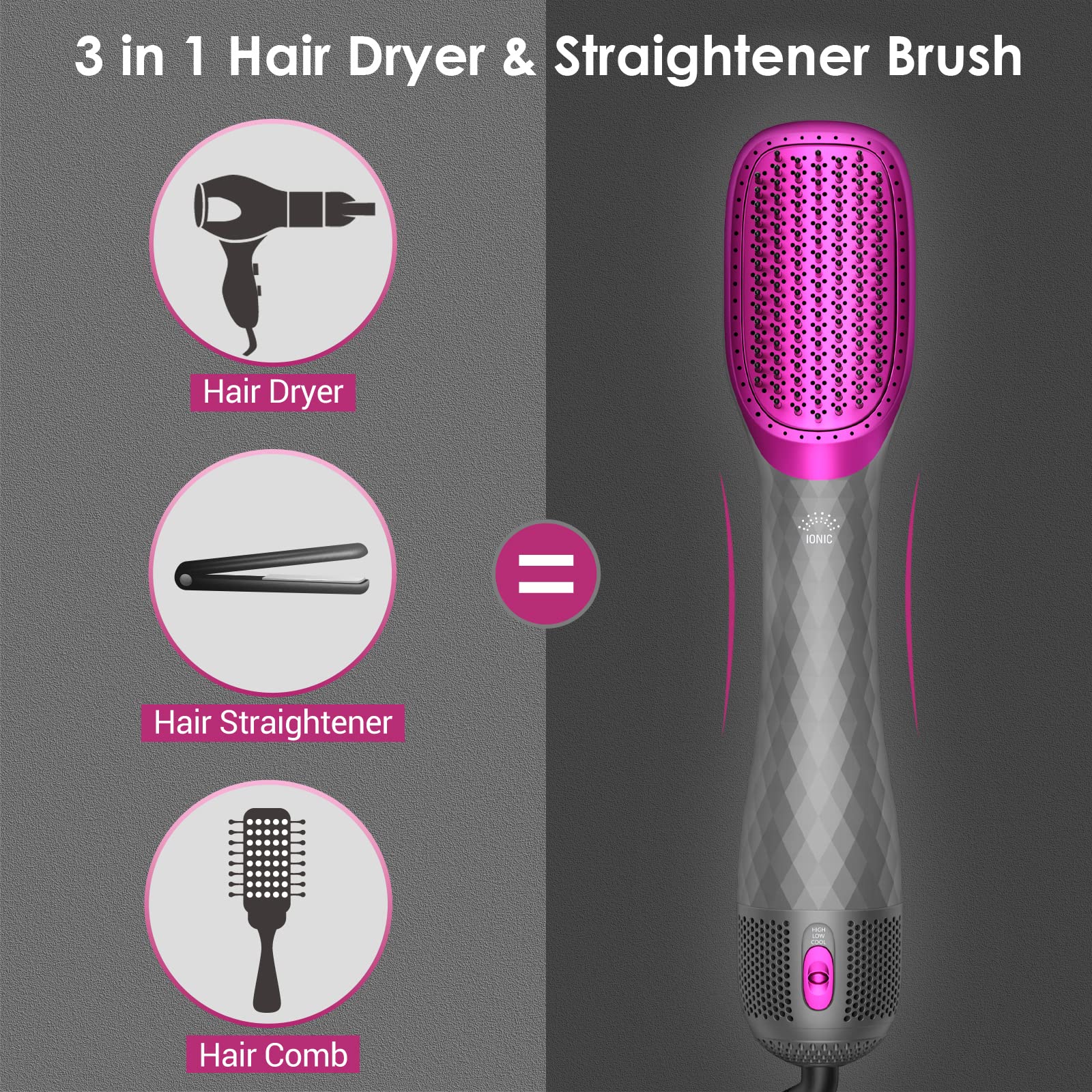 APOKE 3-in-1 features three heat settings for versatile styling.