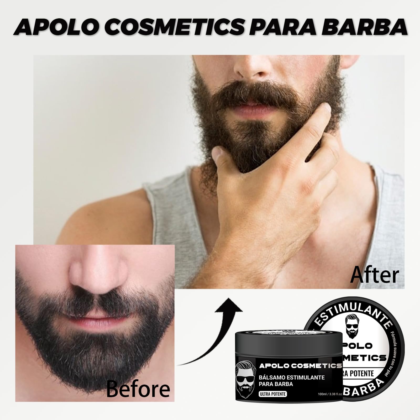 apolo cosmetics beard growth balm close-up highlights natural plant extracts nourishing skin and hair