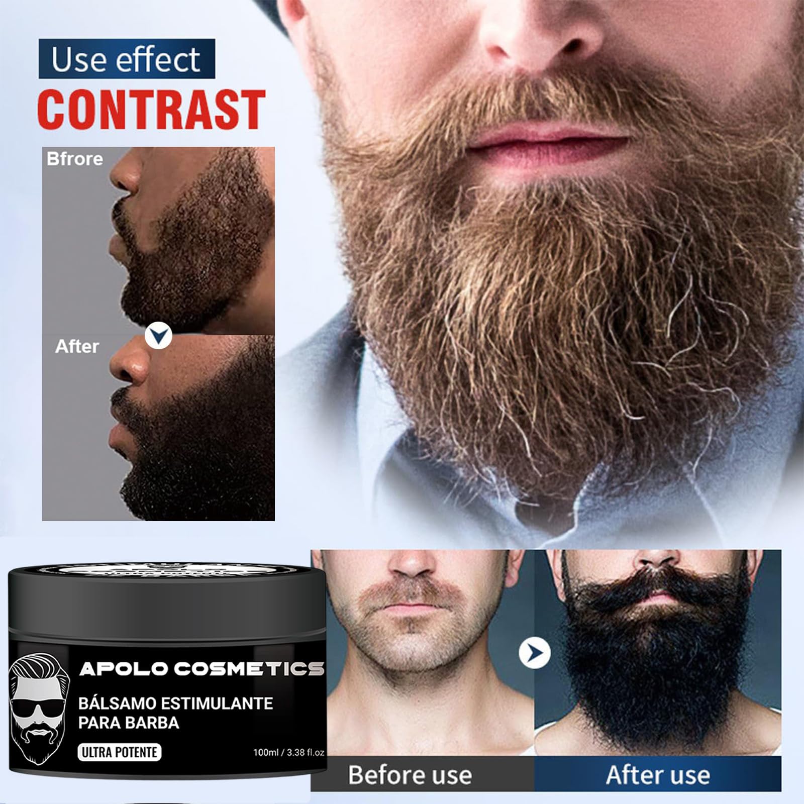 Apolo Cosmetics Para Barba application scene shows quick absorption for busy mornings