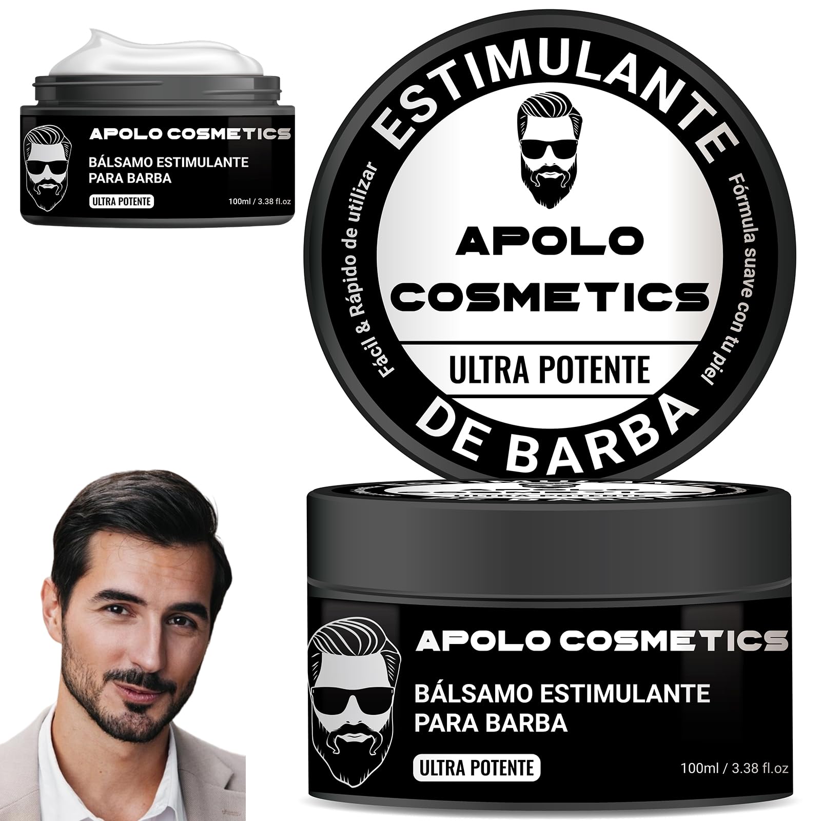 Apolo Cosmetics Para Barba balm tube shows flexible hold for grooming