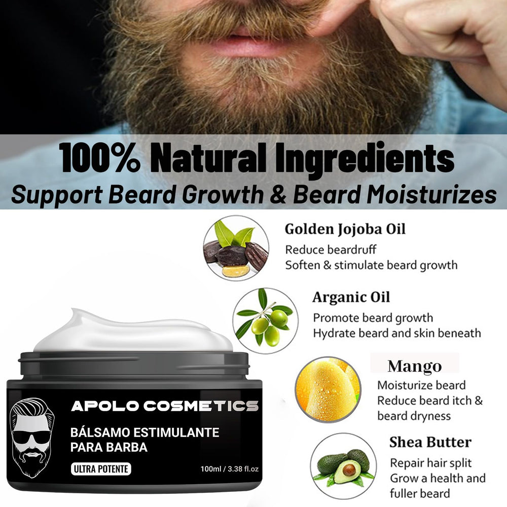Apolo Cosmetics Para Barba close-up shows silky, non-greasy feel after use.
