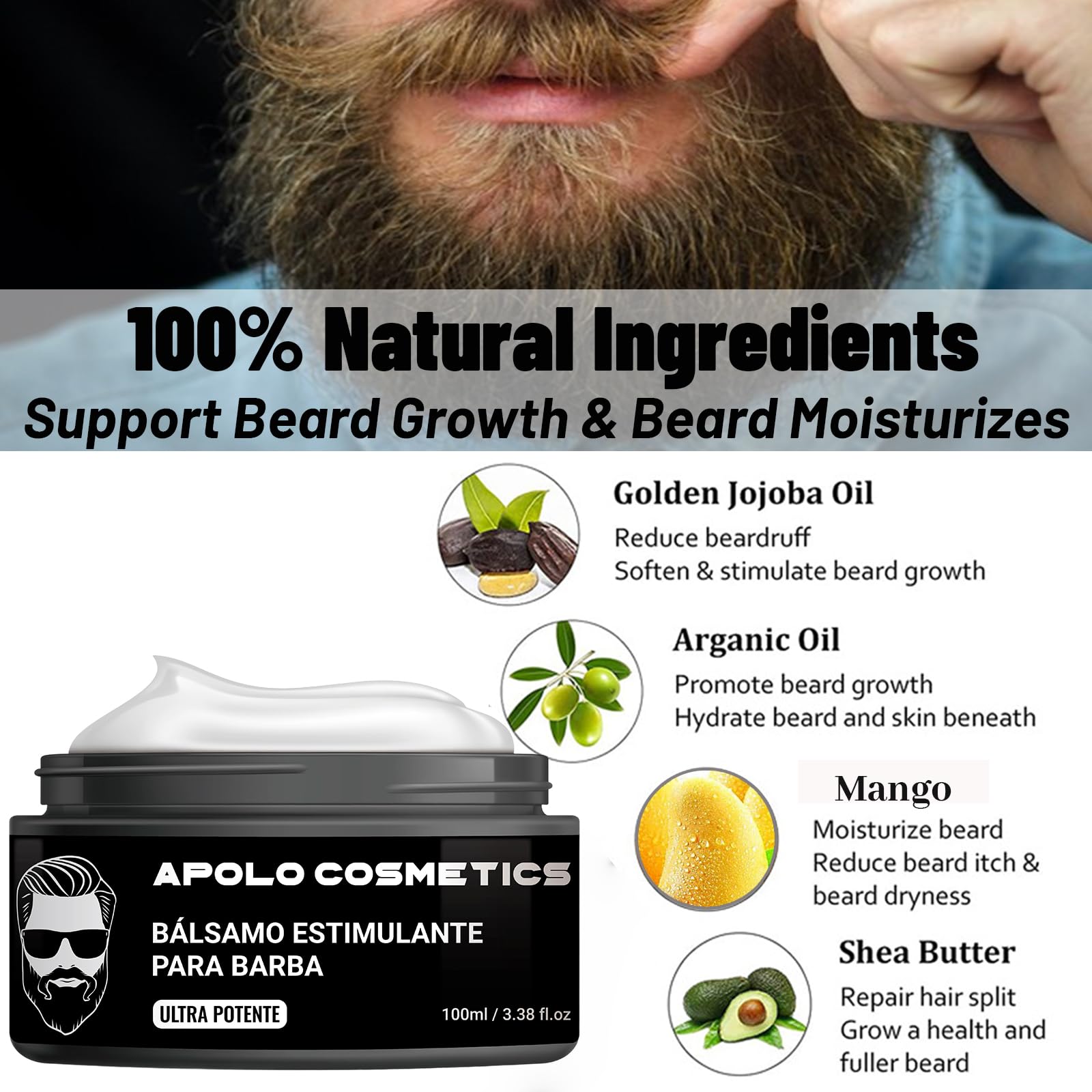 Apolo Cosmetics Para Barba balm absorbs quickly for lightweight, non-greasy wear