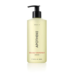 APOTHEKE Liquid Hand Soap Sea Salt Grapefruit bottle highlights hydrating cleansing for daily hands