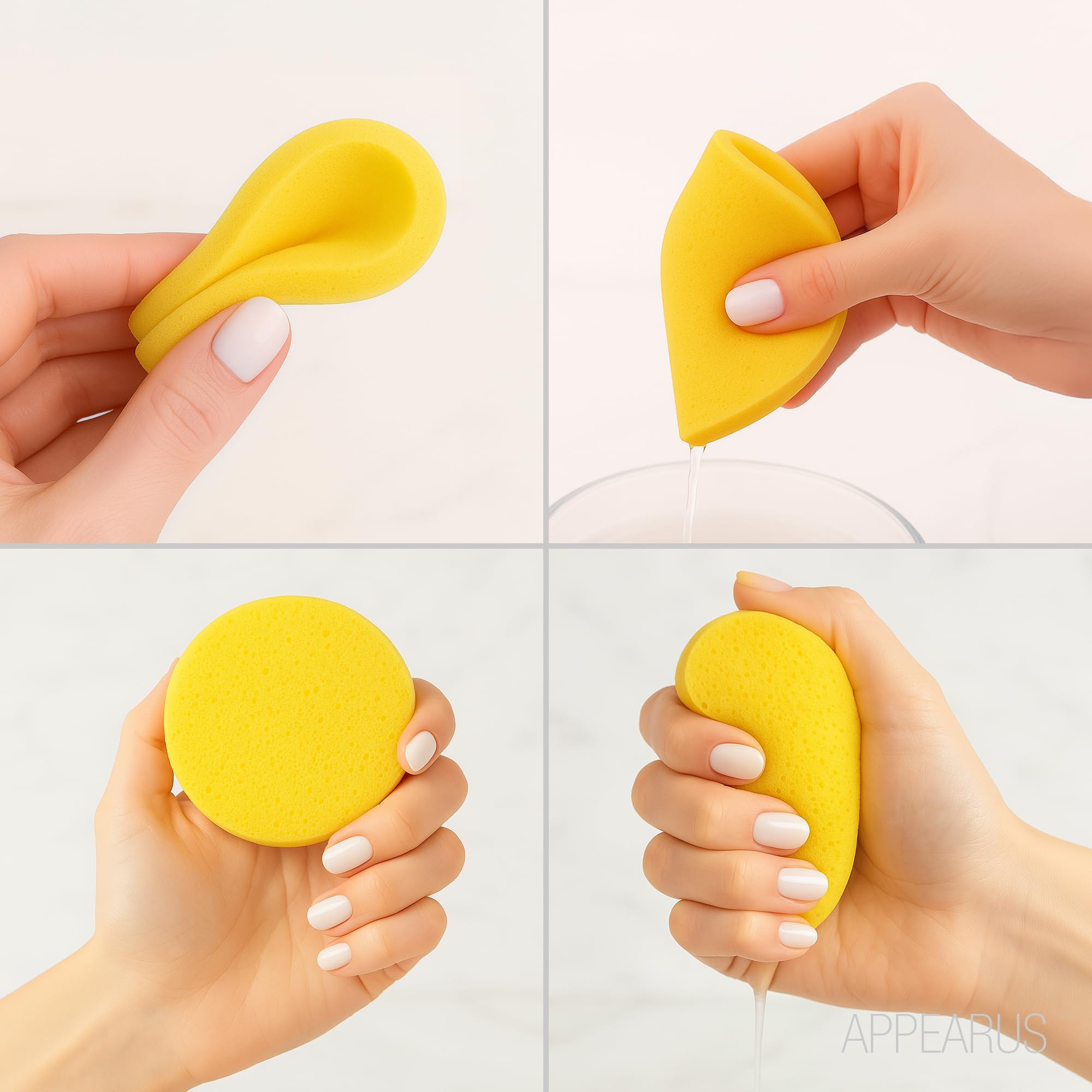 Appearus compact sponges store and share across treatments with disposable convenience.