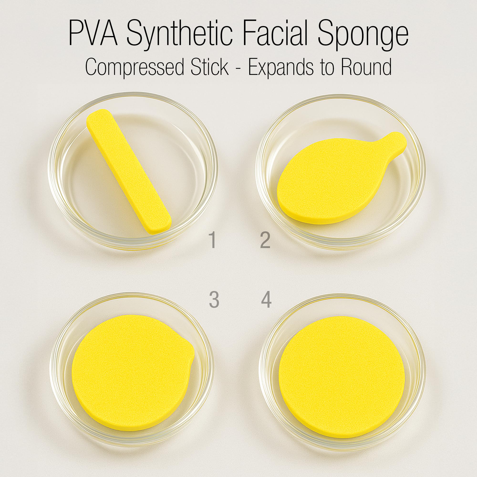 Appearus sponges activate with warm water and expand for easy use.