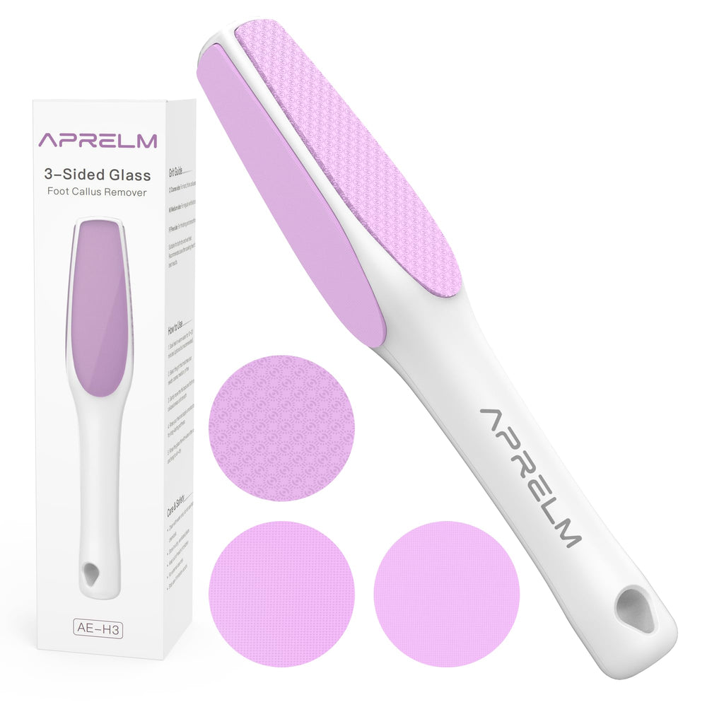 APRELM 3-Sided Glass Foot File in pink for professional foot care and smoothing.