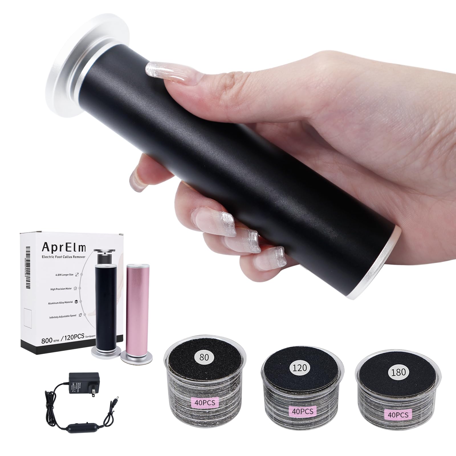 APRELM AprElm foot callus remover angled shot for precise pedicure control.