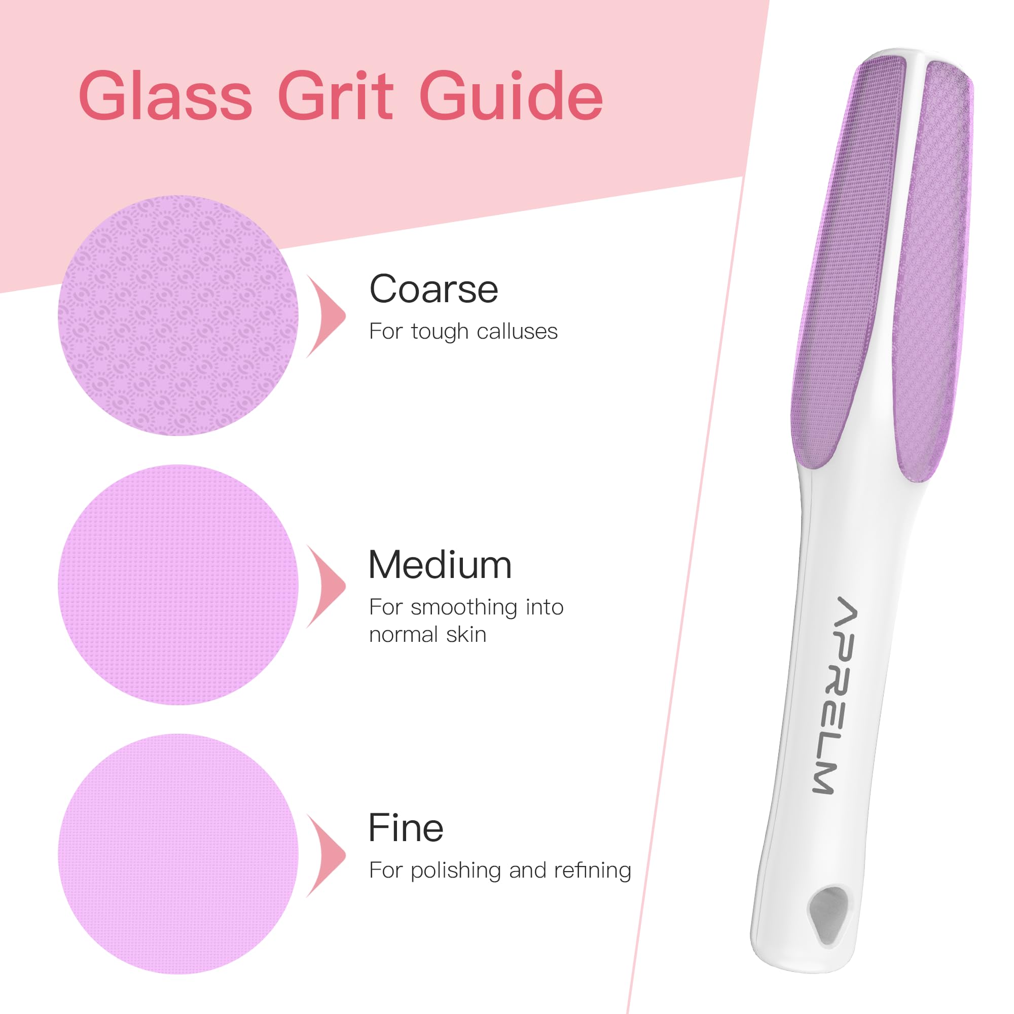 APRELM medium-side glass foot file for regular callus maintenance.