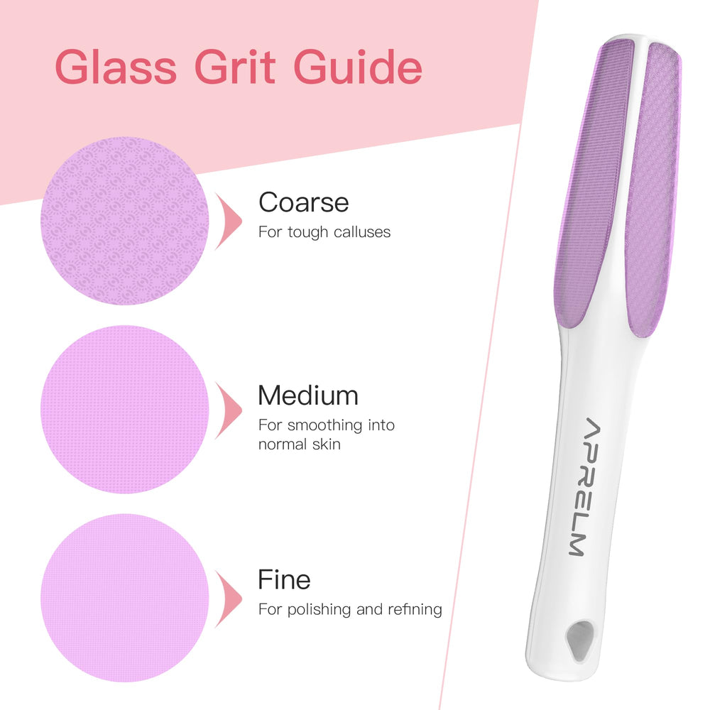 APRELM medium-side glass foot file for regular callus maintenance.