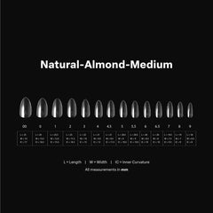 APRÉS Gel-X Almond tips half sizes for precise fit.